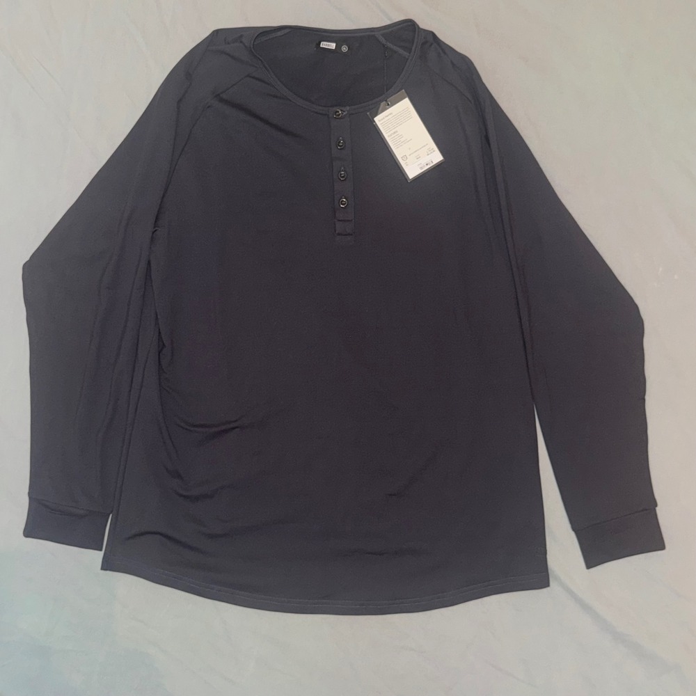 Barbell Apparel Scout Henley Black Long Sleeve Athletic Fit Shirt XL NWT